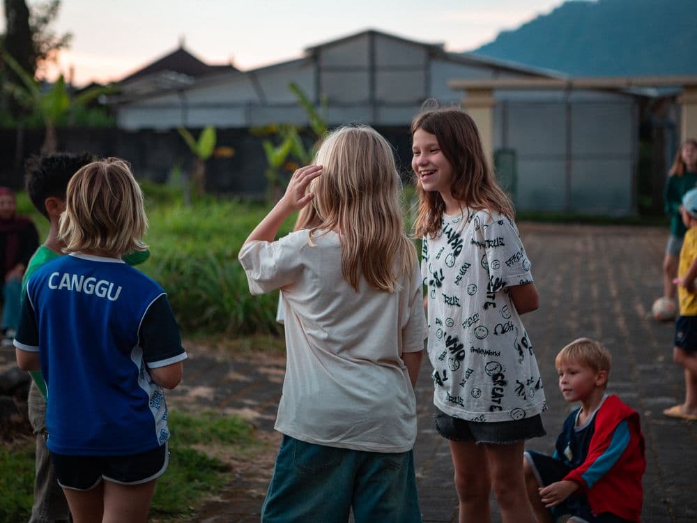 Kids laughing together outdoors